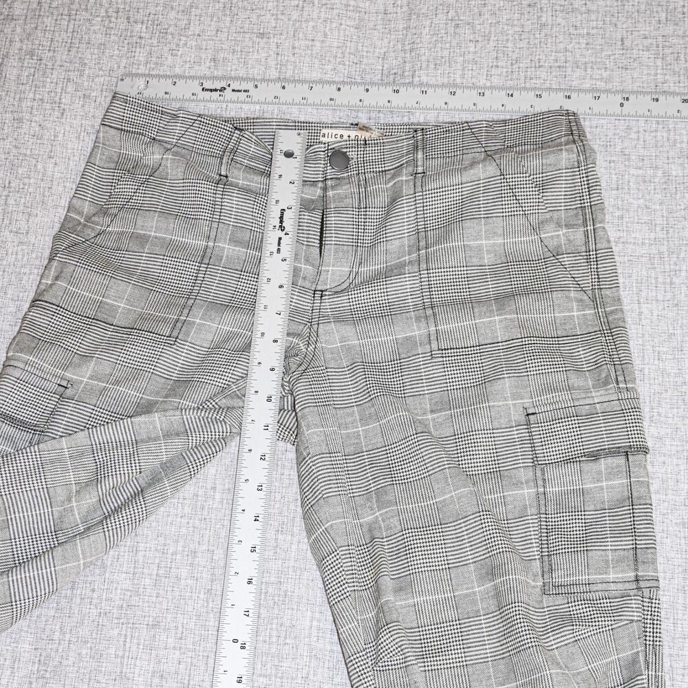 Alice + Olivia Isaac Distress Cargo Pants Grey houndstooth Size 8 - Picture 9 of 10
